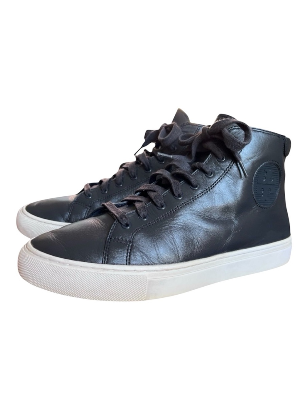 TORY BURCH Mivdnight Dark Blue High Top Leather Sneaker Size 8.5